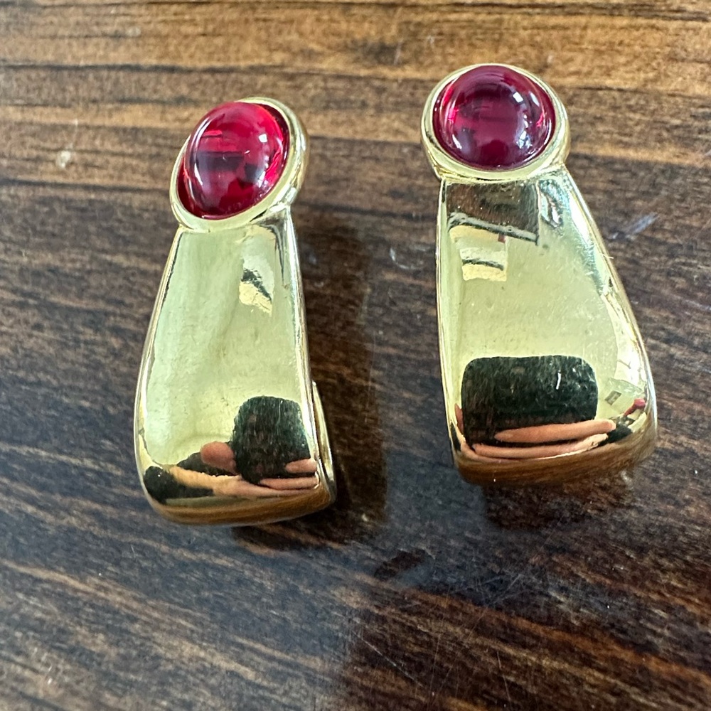 Elegant Gold and Red Earrings